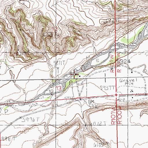 Topographic Map of Greybull Mine, WY