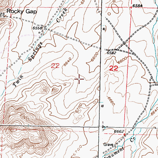 Topographic Map of Rocky Gap Mine, WY