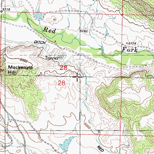 Topographic Map of Red Fork Number Two Mine, WY