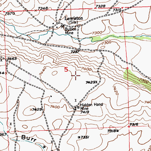 Topographic Map of Lewiston Area Mine, WY
