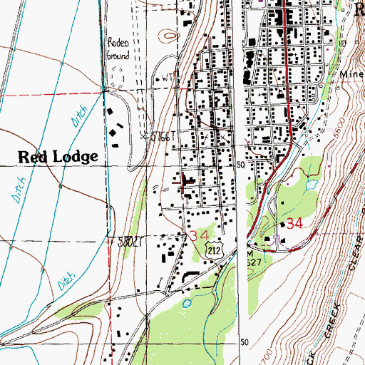 Topographic Map of Beartooth Hospital and Health Center (historical), MT