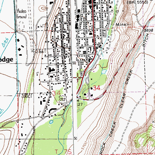 Topographic Map of Red Lodge Country Historical Marker, MT