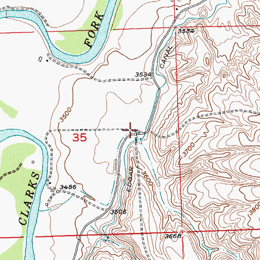 Topographic Map of Two Bear Creek, MT