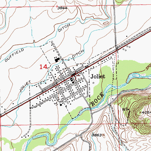 Topographic Map of Joliet Motel and Trailer Park, MT