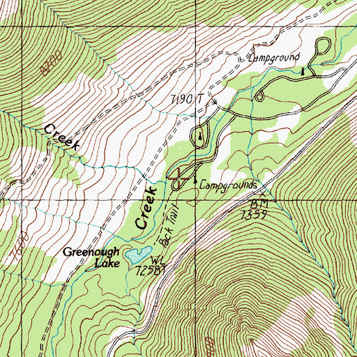 Topographic Map of Greenough Lake Campground, MT