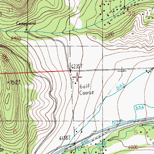 Topographic Map of Beartooth Elks Golf and Country Club, MT