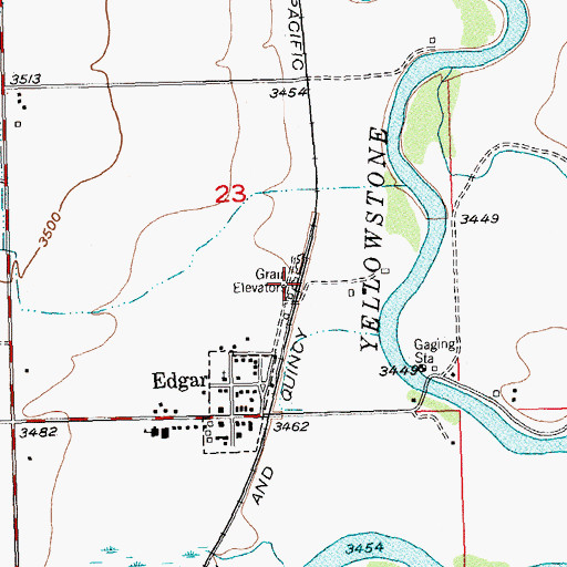 Topographic Map of Edgar Elevator, MT