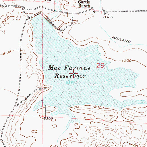 Topographic Map of Mac Farlane Reservoir, CO