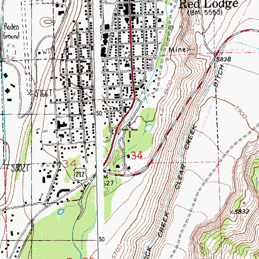 Topographic Map of Rock Creek Park, MT