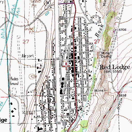 Topographic Map of Pride Park, MT