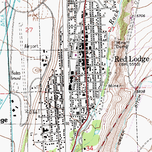 Topographic Map of Swimming Pool Park, MT