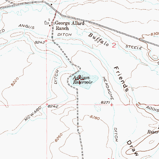 Topographic Map of Addison Reservoir, CO