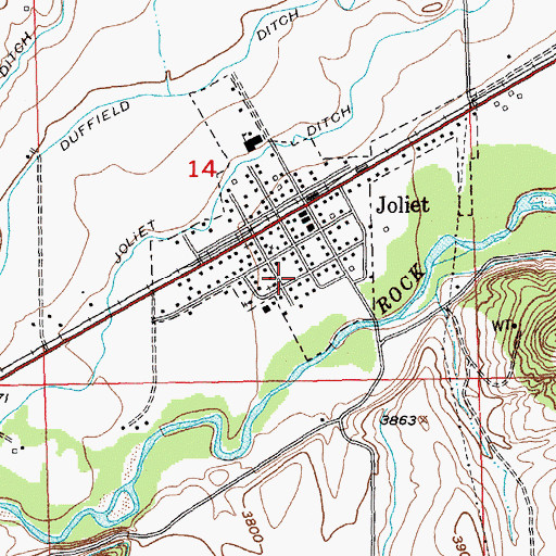 Topographic Map of Joliet City Park, MT