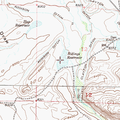 Topographic Map of Ridings Reservoir, CO