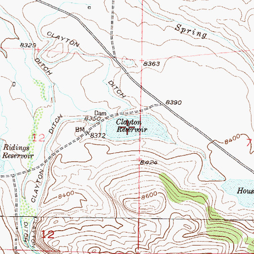 Topographic Map of Clayton Reservoir, CO