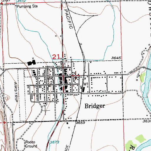 Topographic Map of Bridger Baptist Church, MT