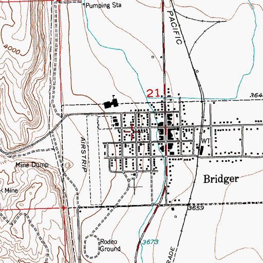 Topographic Map of Bridger United Methodist Church, MT