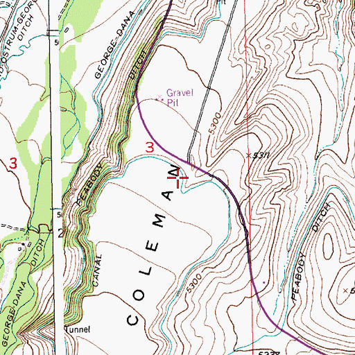 Topographic Map of Weast Main Canal Bridge, MT