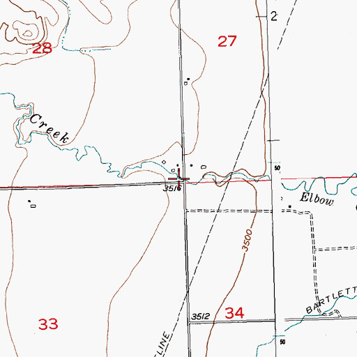 Topographic Map of Elbow Creek Bridge, MT