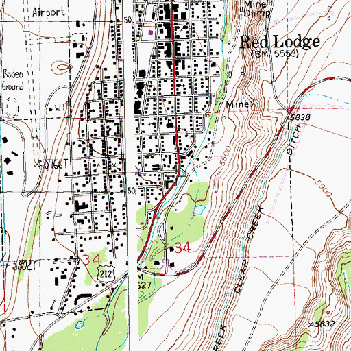 Topographic Map of Rock Creek Bridge, MT