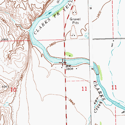 Topographic Map of Clarks Fork of the Yellowstone River Bridge, MT