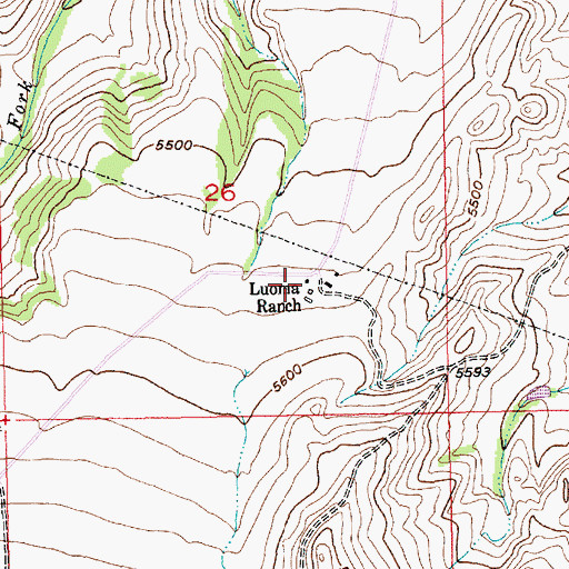 Topographic Map of Luoma Ranch Cemetery, MT