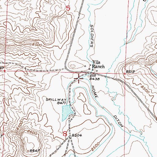 Topographic Map of Soldiers Home Ditch, CO