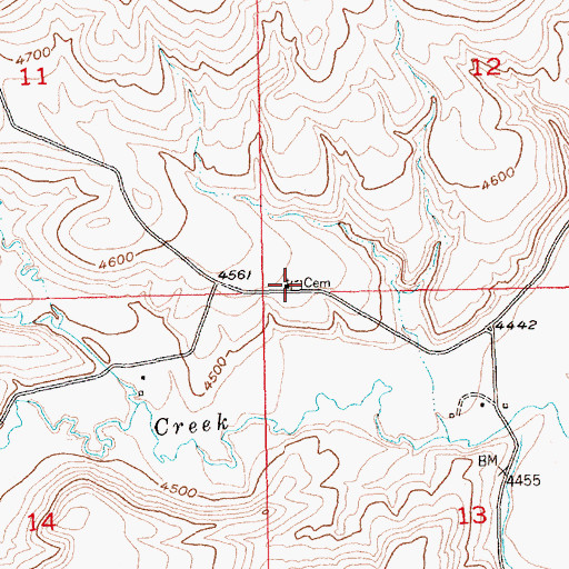 Topographic Map of Saint Olaf Cemetery, MT