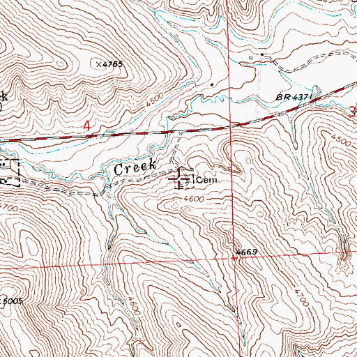 Topographic Map of Bearcreek Cemetery, MT