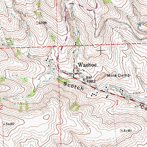 Topographic Map of Caledonia (historical), MT
