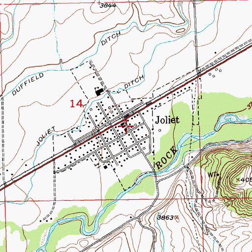 Topographic Map of Joliet Police Department, MT