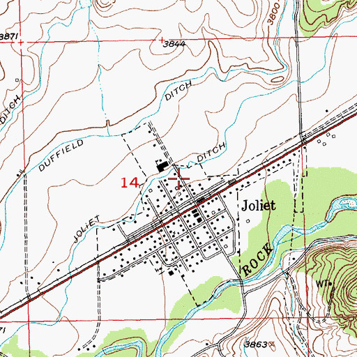 Topographic Map of Joliet Rural Fire District 1 Joliet Station, MT