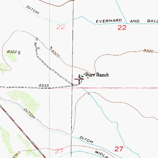 Topographic Map of Burr Ranch, CO