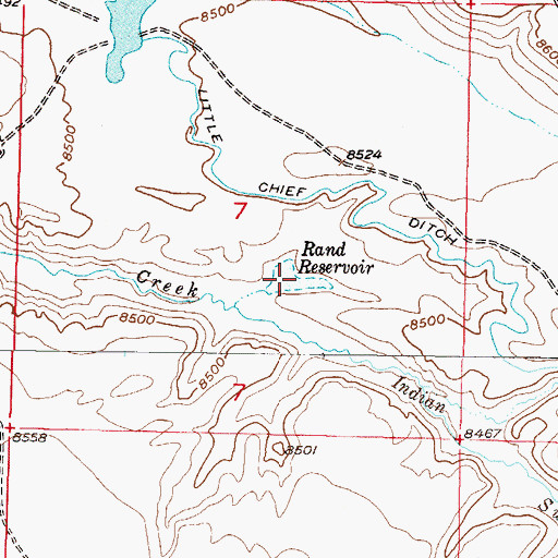 Topographic Map of Rand Reservoir, CO