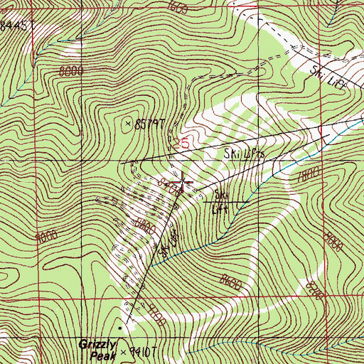 Topographic Map of Lower Barriers Ski Trail, MT