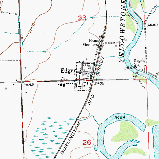 Topographic Map of Edgar, MT