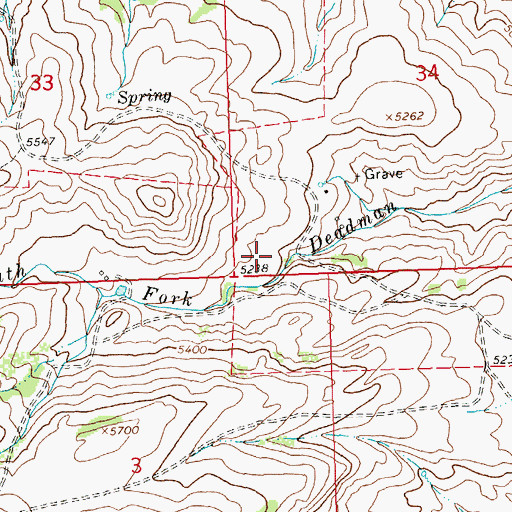 Topographic Map of Dryhead Post Office (historical), MT