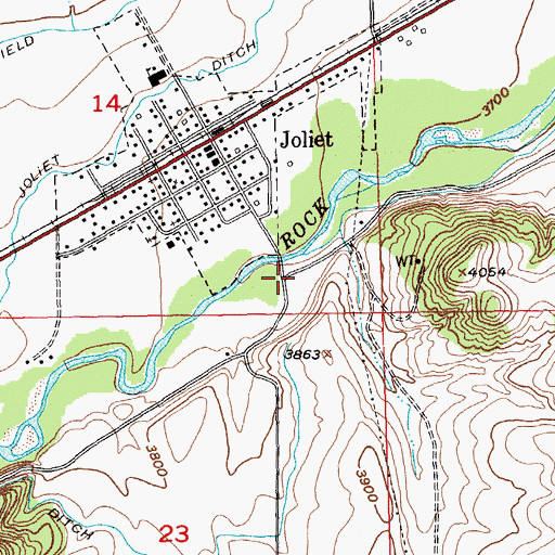 Topographic Map of Rocky Crossing (historical), MT