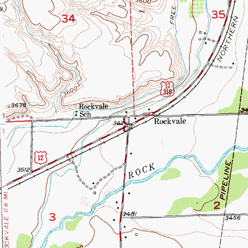 Topographic Map of Rockvale (historical), MT