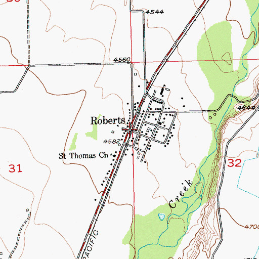 Topographic Map of Roberts Post Office, MT