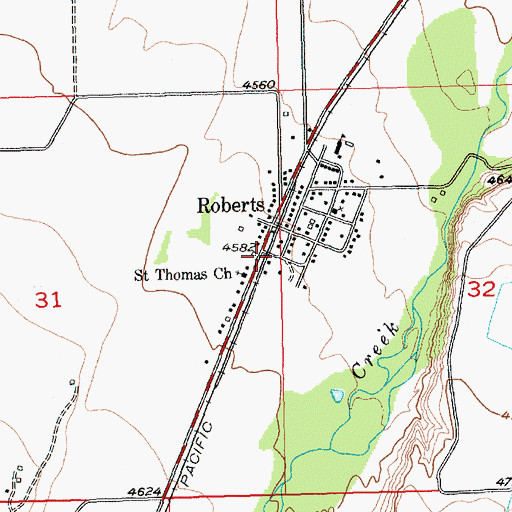 Topographic Map of Roberts (historical), MT