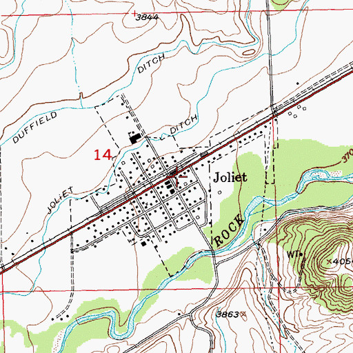 Topographic Map of Joliet Post Office, MT