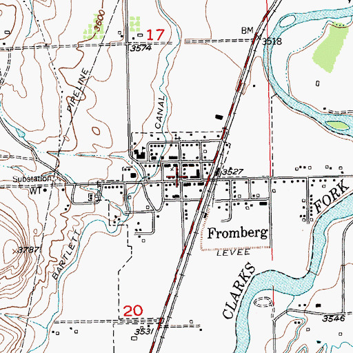 Topographic Map of Fromberg Post Office, MT