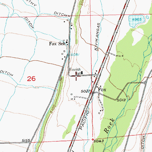 Topographic Map of Fox (historical), MT