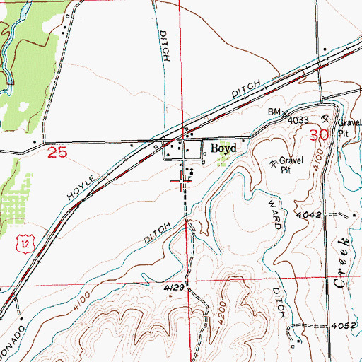Topographic Map of Boyd School, MT