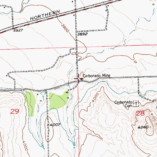 Topographic Map of Carbonado School (historical), MT