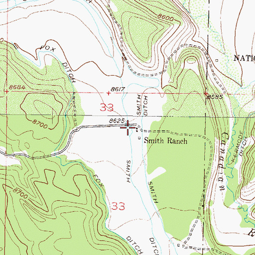 Topographic Map of Smith Ranch, CO