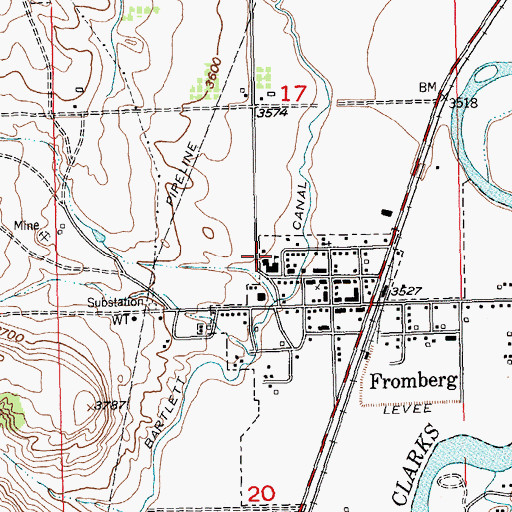 Topographic Map of Fromberg School, MT