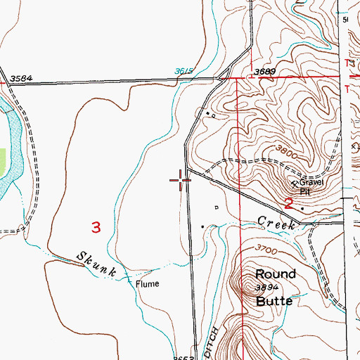 Topographic Map of Round Butte School (historical), MT
