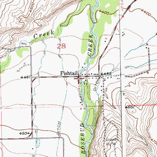 Topographic Map of Fishtail Post Office, MT